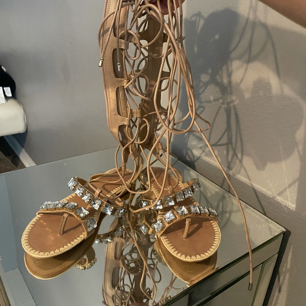 Gladiator rhinestone flat sandals